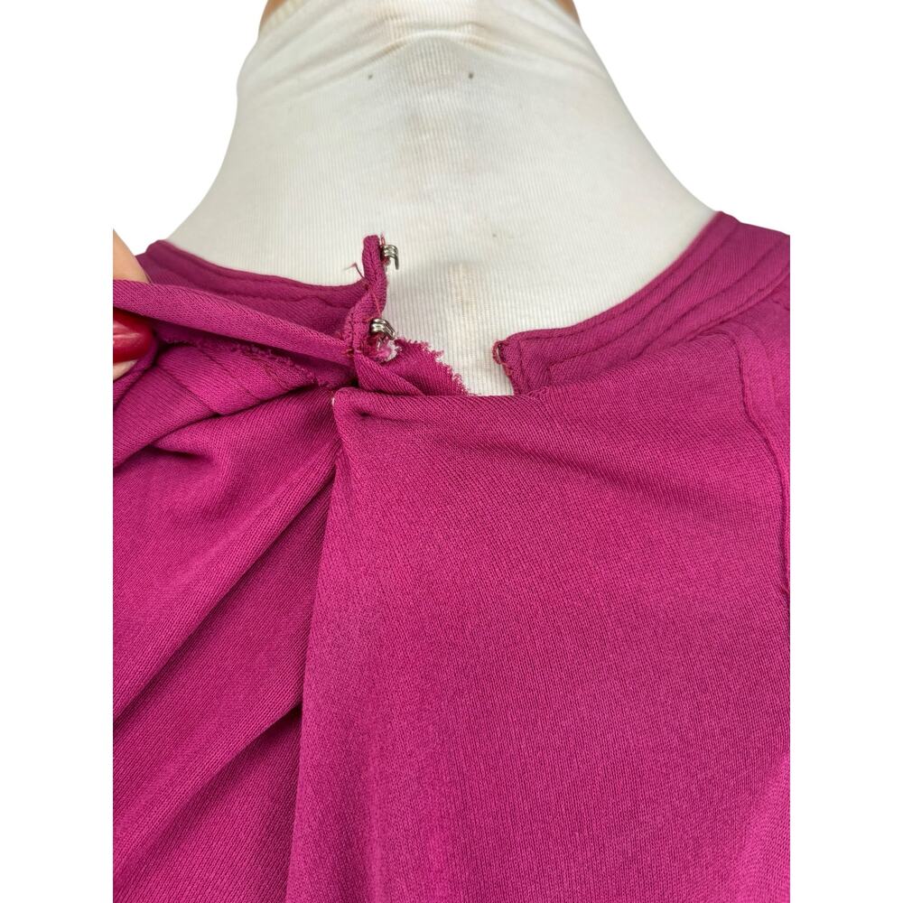 Vintage Jean Muir Original England Maxi Batwing Cape Dress Womens 12 Magenta - Picture 11 of 16